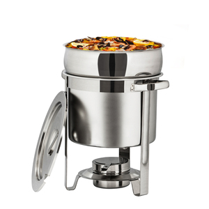 Deluxe 7 Qt. Bạc Tròn Chrome Accent Soup Chafing Đối Với Khách Sạn - Product Image 1