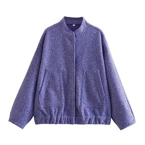 2024 surdimensionné Bomber veste <span class=keywords><strong>femme</strong></span> mode ample gris chaud Baseball veste printemps décontracté filles Vintage épais vêtements d'extérieur chauds - Product Image 4