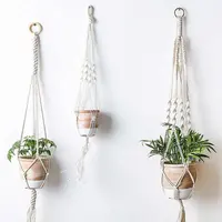 Künstliche Pflanze Blumentopf handgemachte Seil hängen Pflanzer Baumwolle Seile für Wand dekorativ