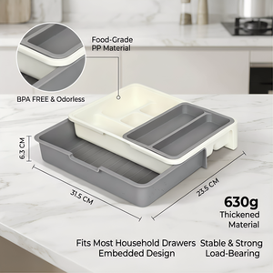 Cutlery <strong>Drawer</strong> <strong>Organiser</strong> Cutlery Plastic Storage Tray Expandable Adjustable Size Tidy <strong>Drawer</strong> Utensil Organizer for <strong>Kitchen</strong> - Product Image 5