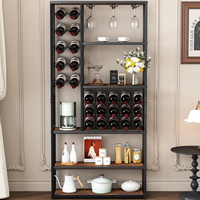 Casier à vin autoportant et armoire de bar en forme de rectangle avec support en verre pour bar à domicile et stockage d'alcool