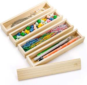 Boîte en bois non finie personnalisée avec couvercle coulissant Petite boîte à crayons étroite Boîte cadeau rectangulaire pour l'art, le <span class=keywords><strong>rangement</strong></span> de bijoux et de colliers - Product Image 5