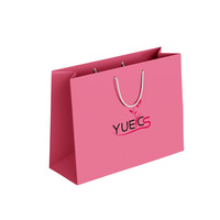 Bolsa de Papel Reciclable Rosa Intenso Personalizada con Asa de Cinta e Impresión Offset para Promoción en Supermercados