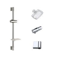 Nouveau design moderne, support mural coulissant en acier inoxydable pour savon, finition chromée, avec tête en plastique, pour kits de douche d'appartement