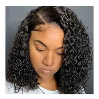 8 pouces de profondeur bouclés coupe courte Bob perruques cheveux humains Bob dentelle frontale perruque, dentelle frontale perruques sans colle