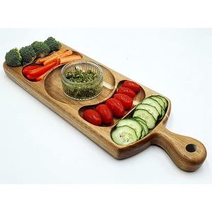 Großhandel <span class=keywords><strong>2026</strong></span> Holztablett Neuerscheinung Maßgefertigtes Akazienholz-Serviertablett mit Griffen Dessert-Snack-Käseplatte - Product Image 6