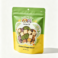Sachet personnalisé imprimé à soufflets latéraux pour aliments pour animaux, en aluminium, refermable avec fermeture éclair, haute barrière, pour chiens et chats