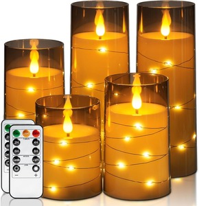 Velas sin Llama con Luces de Cadena de Estrellas Integradas, Velas LED a Pilas con Control Remoto y Temporizador - Product Image 1