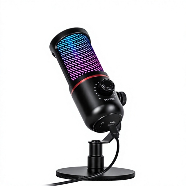 ZX773 RGB Type-C USB Wired Gaming Microphone Cardioid Condenser Mic Metal Plastic Desktop PC Streaming Podcast Recording Video