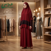 Abaya en polyester à dentelle pour femmes adultes, robe de prière musulmane rouge du Moyen-Orient, mode chinoise