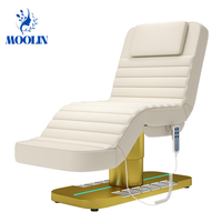 MOOLIN Mobilier de Salon de Beauté : Table de Massage Électrique Incurvée pour Soins du Visage et Extensions de Cils, Fauteuil Esthétique Inclinable à 3 Moteurs