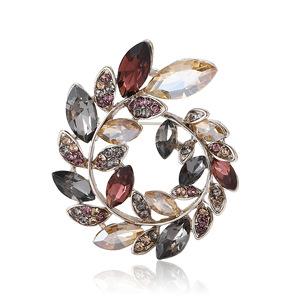 <span class=keywords><strong>Broche</strong></span> Couronne d'<span class=keywords><strong>Olivier</strong></span> en Métal Exquis avec Strass, Plaqué Or, Forme Végétale, Entièrement Sertie de Diamants, pour Vente en Gros de Bijoux - Product Image 6