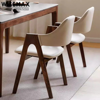 WISEMAX FURNITURE Chaise de salle à manger minimaliste en bois massif PU cuir rempli d'éponge mobilier de salle à manger chaise de loisirs pour restaurant