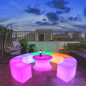 Silla curvada LED, elegante mesa y silla con Control remoto, muebles luminosos KTV, <span class=keywords><strong>taburete</strong></span> de mesa de salón - Product Image 1