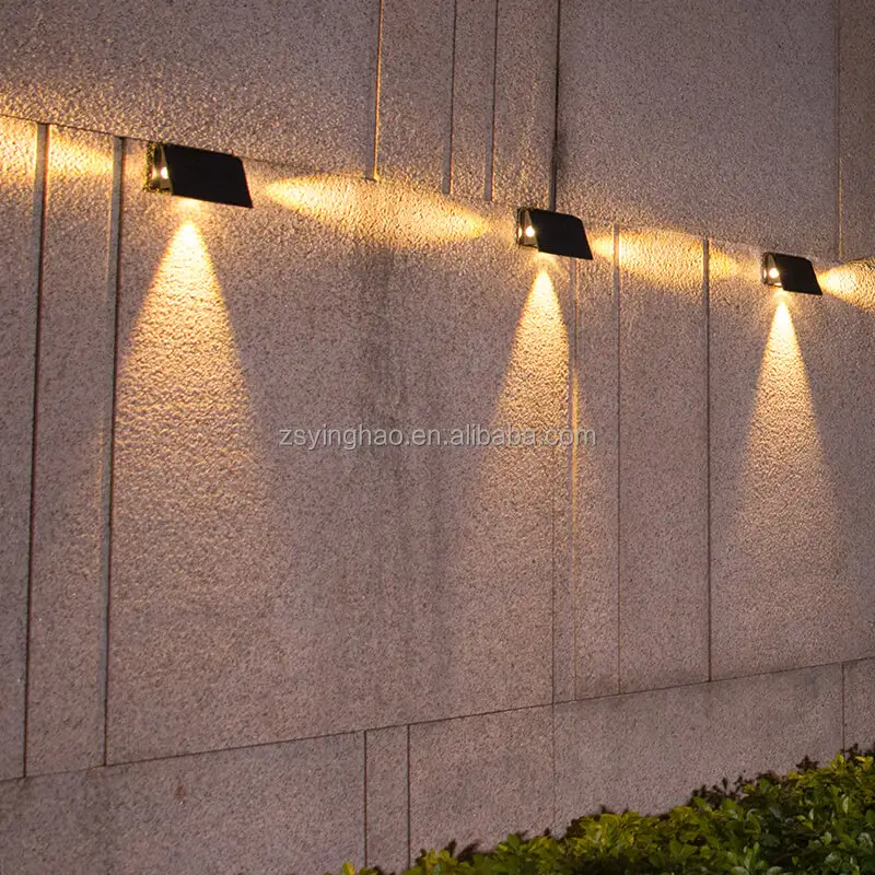 New Warm White Rgb Outside Decor Solar Wall Light Yard Waterproof Led Garden Exterior Outdoor Wall Lamps Solar