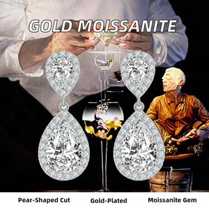 Women's Gold-Plated 925 Sterling Silver Pear-Shaped Moissanite <b>Earrings</b> Compact Ear Jewelry Direct Factory Wholesale - Product Image 3