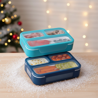 Mini Boîtes à Bento pour Collations - Lot de 2 |   Boîtes à lunch de petite taille pour enfants, garçons, filles, tout-petits |   Sans BPA, résistant aux fuites |   Marine