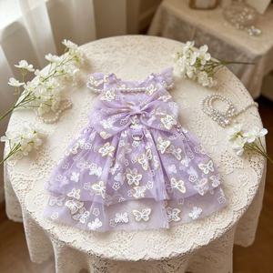 Robe pour animaux de compagnie, jupe en tulle avec papillons dorés, coupe princesse, pour chiens de petite et moyenne taille, Teddy, Bichon, Schnauzer, printemps, été, automne - Product Image 4
