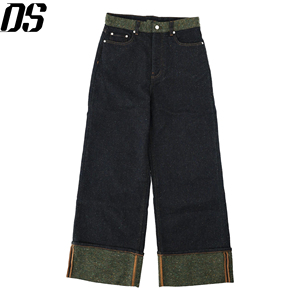 Jeans baggy à revers fabriqués en Chine, Guangzhou, couleur contrastée à l'envers, jambe large, jeans moyens, denim noir, pantalon pour hommes, streetwear - Product Image 1