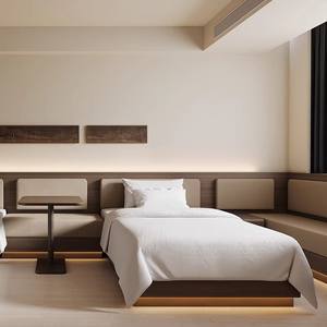 Muebles de Hotel Modernos de Bajo Costo, Juego Completo de Dormitorio, Marco de Cama de Madera Individual o Doble Personalizado para Alojamiento, Apartamento, Alquiler de Airbnb - Product Image 3