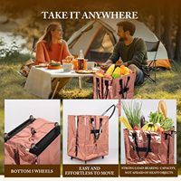 Bolsas de Compras Reutilizables de Material PE, Estilo Americano, con Ruedas, Plegables, con Asa y Ruedas en la Parte Inferior, para Viajes, Lavandería y Picnic