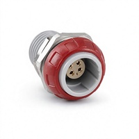 Conector Circular Push-Pull Serie P de BEXKOM, 4 Pines, Rojo, Montaje en Panel, Receptáculo de Latón Chapado en Oro, Grado Médico, Bajo Costo