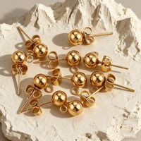 Perles en acier inoxydable 316L, aiguilles de soudure, tiges de boucles d'oreilles, petites clous d'oreilles, accessoires de bijoux faits à la main en or 18 carats pour boucles d'oreilles DIY