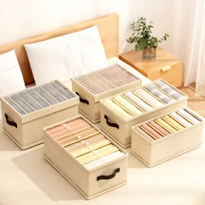 Clothing Organizer Pants <b>Storage</b> Box Rectangle Fabric Home Wardrobe Organizer With Handles And Compartments For <b>Clothes</b> <b>Storage</b> - Product Image 4