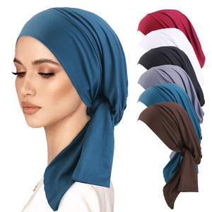 Pañuelo para la cabeza <span class=keywords><strong>de</strong></span> color liso para mujeres, turbante para pacientes con cáncer, gorro ligero para cubrir la pérdida <span class=keywords><strong>de</strong></span> cabello - Product Image 1