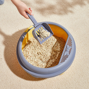 <b>Cat</b> Litter <b>Box</b> Oval Pink Large 40.5X37X16Cm Semi Enclosed With Foot Pedal Splash Proof For <b>Cat</b> - Product Image 2