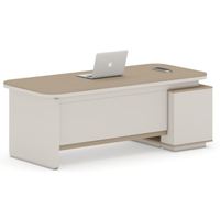 Bureau de direction en forme de L, table de patron en bois épais de 50 mm, poste de travail moderne en MDF avec tiroir de rangement