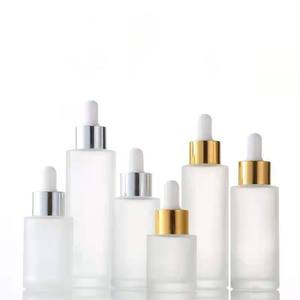 Customized 20ml 30ml 40ml 50ml 60ml 80ml 100ml 120ml <b>White</b> Frosted Glass Cosmetic Serum Cylinder <b>Flat</b> Shoulder Dropper Bottle - Product Image 6
