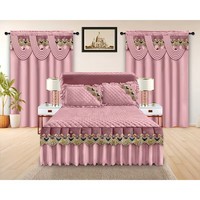 Juego de Ropa de Cama para Boda de 12 Piezas, con Falda de Cama Bordada, Funda Nórdica, Edredón, Fundas de Almohada, Cortinas, Alfombra, Antifaz para Dormir, Personalizado