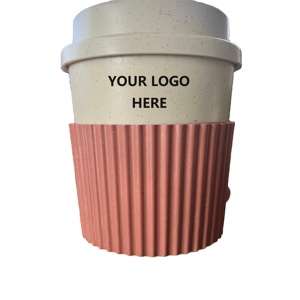 Tazas de Café Reutilizables de Paja de Trigo Creativas con Logotipo Personalizado, Bajo Pedido Mínimo, Antideslizantes, con Funda de Plástico - Product Image 1