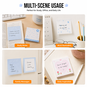 Cute Star Print Grid Sticky Notes, Self-Adhesive <b>Memo</b> <b>Pads</b>, Smooth Writing & Tear Resistant for Office, School & Daily Planners. - Product Image 4