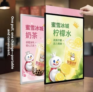 Top Insert Lit LED <b>Advertising</b> <b>Light</b> <b>Box</b> Tempered Glass Aluminum Frame Wall Hanging Poster Display ZL-BGS Dvertising <b>Light</b> <b>Box</b> L - Product Image 1