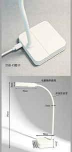 Lámpara de Escritorio de Cristal y Latón Blanco de Diseño Escandinavo, Cuello Flexible Ajustable, LED 3500K, Luz Blanca Cálida, Control por Botón - Product Image 5