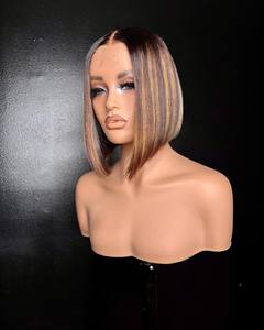 Nuevo estilo moda Bob asimétrico nuevo estilo corte A-Line Bob Peluca de cabello humano lujo en ángulo Bob encaje Frontal cierre pelucas para mujeres - Product Image 6