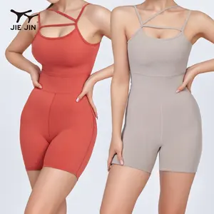 JIEJIN Just Arrival Gym Clothing Workout Romper Compression One Piece Workout Jumpsuit Set For Women