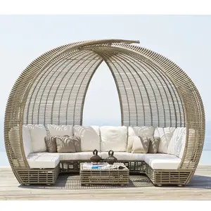 Oem Hoge Kwaliteit Zonnebank Zwembad Ligstoel Outdoor Lounge Sofa Gebogen Ronde Tuinmeubilair