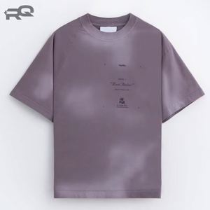 T-shirt décontracté pour homme à manches courtes en coton tricoté 100 %, coupe oversize, col rond, effet délavé, anti-boulochage, avec motif stylé - Product Image 4
