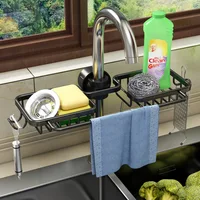 Support de robinet de cuisine personnalisable avec tampon à récurer étagère de rangement en aluminium/métal
