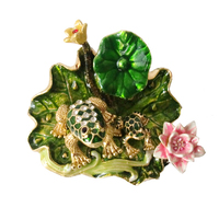 Boîte à bijoux souvenir en cristal de princesse grenouille légendaire, couronne de roi crapaud, boîte à bijoux souvenir, nénuphar