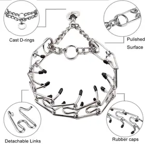 Kerah Stimulasi Baja dengan Ujung Aman Karet Pelatihan Mental Rantai Antikarat untuk Anjing