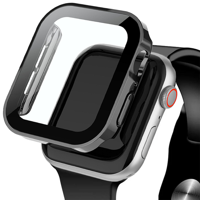 Waterproof Glass+Hard Cover for IWatch 7 6 5 4 SE Screen Protector for Apple Watch 45mm 44mm 40mm 41mm
