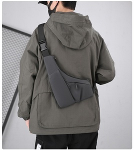 Borsa a tracolla da uomo alla moda, grande capacità, marsupio monospalla, anti-schizzi d'acqua, chiusura con cerniera obliqua, in PU - Product Image 5