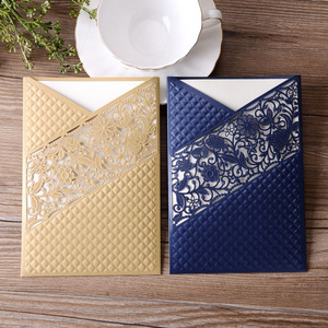 Carte d'<span class=keywords><strong>invitation</strong></span> de mariage coupée au Laser or et bleu marine carte de vœux décoration d'<span class=keywords><strong>invitation</strong></span> de mariage personnalisée gratuite - Product Image 5
