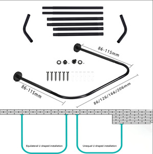 Tringle à rideau télescopique en U, étanche et anti-moisissure, pour salle de bain, avec paroi de douche et rail de penderie - Product Image 4