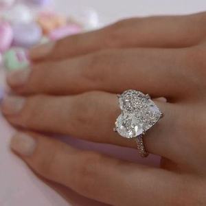 ロマンチックなハートカットラボが女性のためのダイヤモンド18Kホワイトゴールドダイヤモンドリングを作成 - Product Image 5