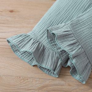 Vente en gros de vêtements pour filles, vêtements pour enfants de haute qualité, nouvelle mode, ensemble de 2 pièces, chemises et pantalons à carreaux de couleur unie - Product Image 5